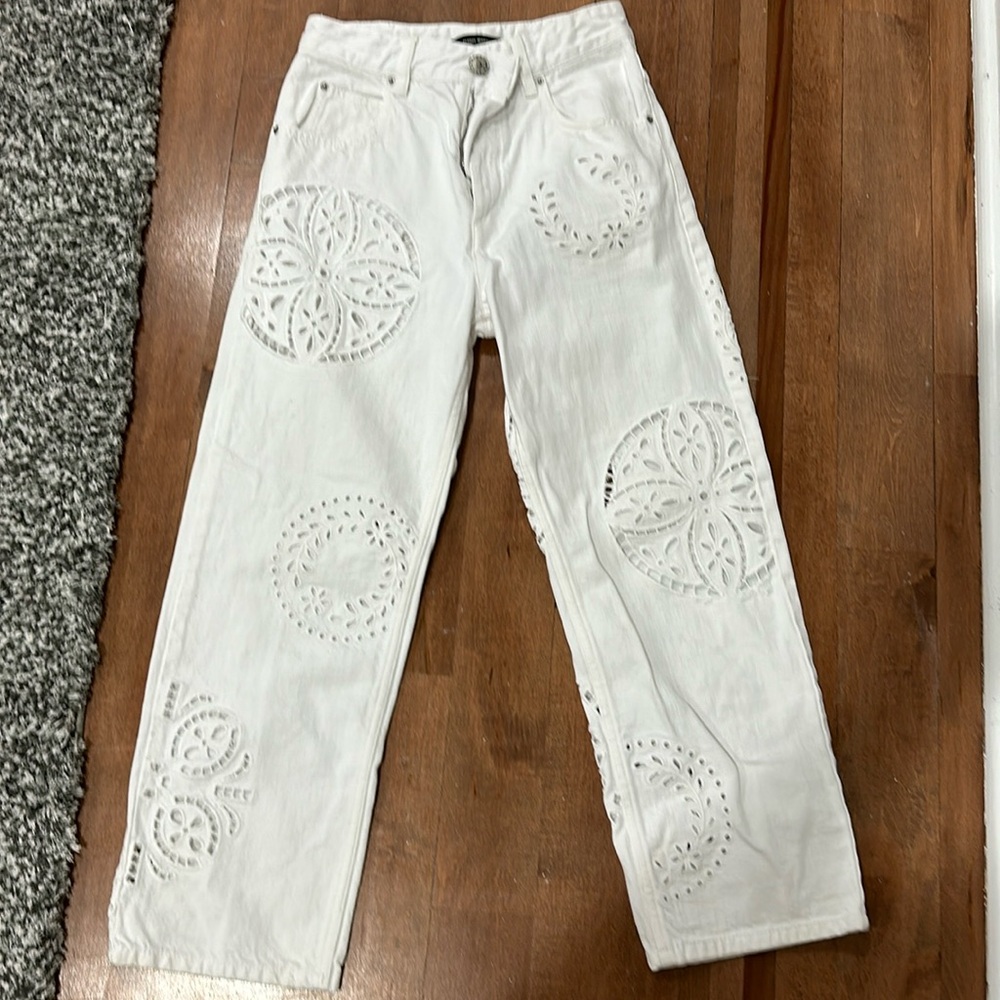 Isabel Marant White Embroidered Jeans